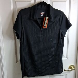 Izod Black Short-Sleeve Quarter-Zip Polo